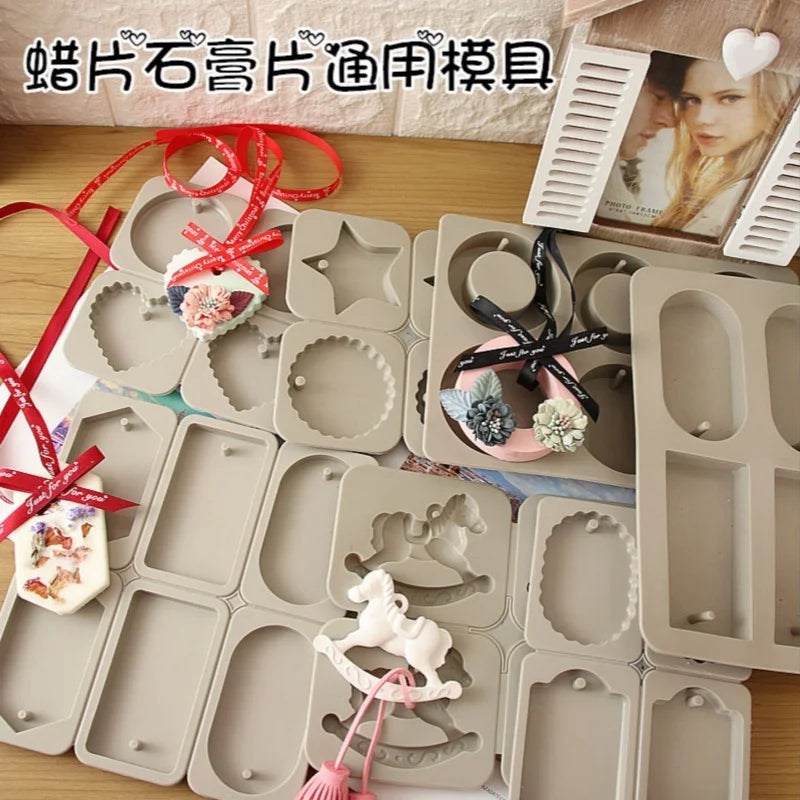 DIY Soap Mold Silicone Mold 6-cavity Wax Label Gypsum Hanging Solid Bottom Plate Silicone Mold Handmade Hexagonal Epoxy Soap