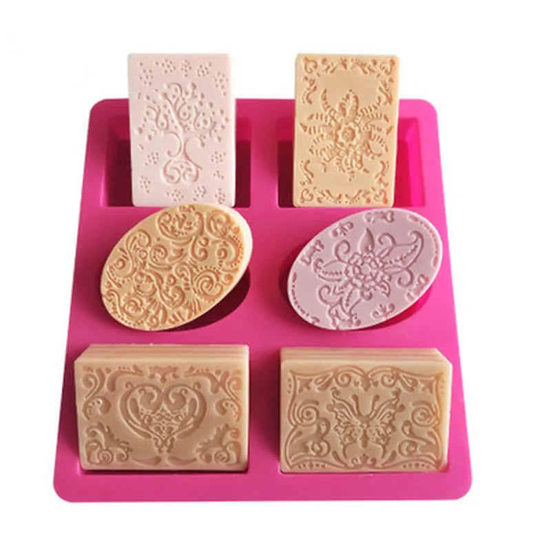 6 Holes 3D Silicone Soap Mold Soap Making Moulds Supplies Candle Form Resin Craft Home Decor