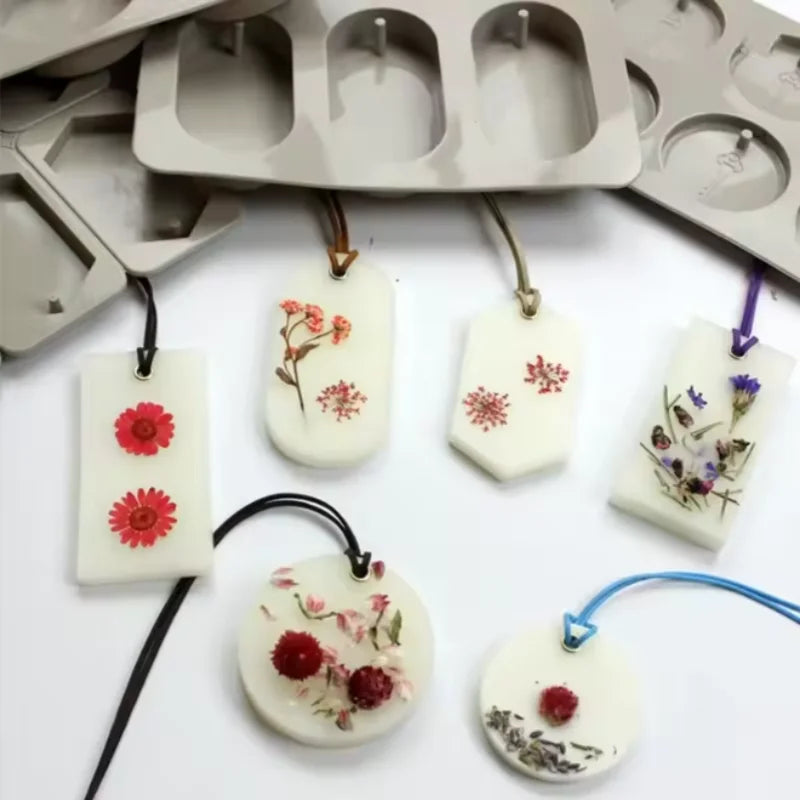 DIY Soap Mold Silicone Mold 6-cavity Wax Label Gypsum Hanging Solid Bottom Plate Silicone Mold Handmade Hexagonal Epoxy Soap