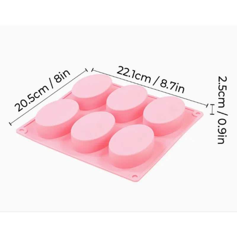 6 Cavity Silicone Soap Molds Oval Shape DIY Soap-making Supplies Handmade Chocolate Cake Mould Soap Making Tools Birthday Gifts