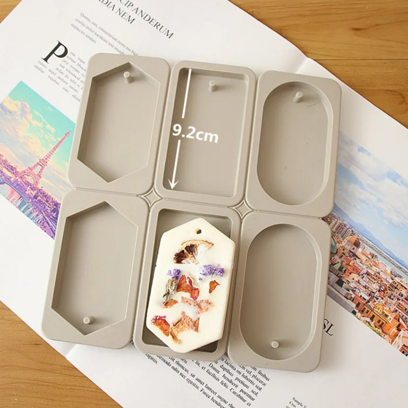 DIY Soap Mold Silicone Mold 6-cavity Wax Label Gypsum Hanging Solid Bottom Plate Silicone Mold Handmade Hexagonal Epoxy Soap