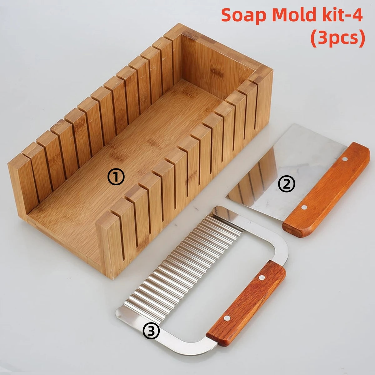 DIY Handmade Soap Making Kit Bamboo Cutting Box and Inner Box with Silicone Mold Stainless Steel Straight Cutter and Wavy Cutter