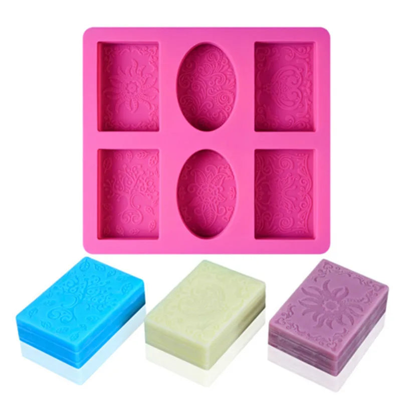 6 Holes 3D Silicone Soap Mold Soap Making Moulds Supplies Candle Form Resin Craft Home Decor