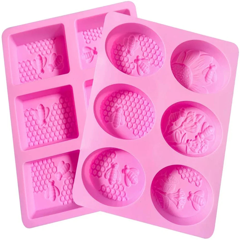 Bee Silicone Soap Molds Oval & Rectangle diy handmadde loaf mould for Soap ice Candle Muffin Loaf Brownie Cornbread making