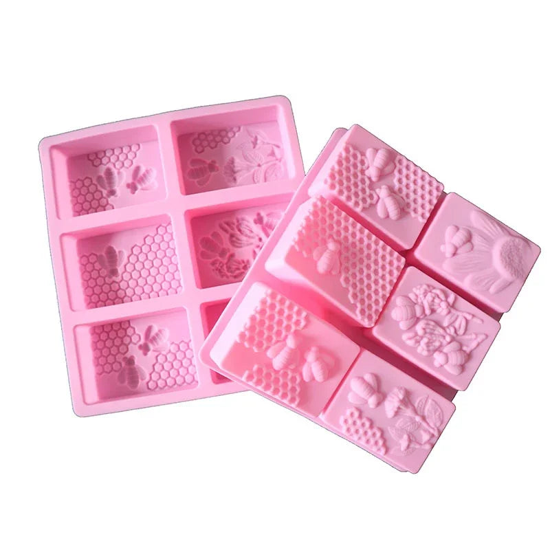Bee Silicone Soap Molds Oval & Rectangle diy handmadde loaf mould for Soap ice Candle Muffin Loaf Brownie Cornbread making