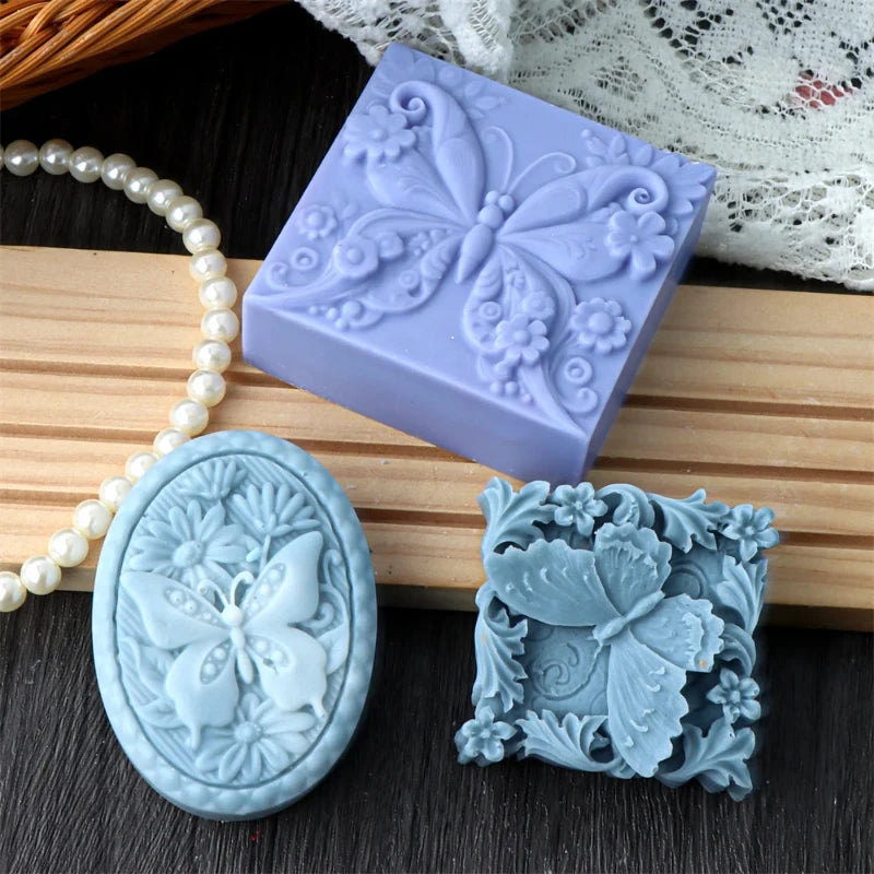 Silicone Soap Mold Flower & Butterfly Plant Pattern Cake Decoration Molds for Aroma Gypsum Chocolate & Mousse Gift Making Tool