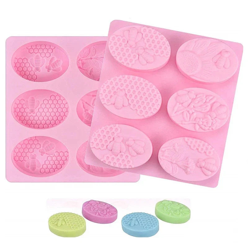 Bee Silicone Soap Molds Oval & Rectangle diy handmadde loaf mould for Soap ice Candle Muffin Loaf Brownie Cornbread making