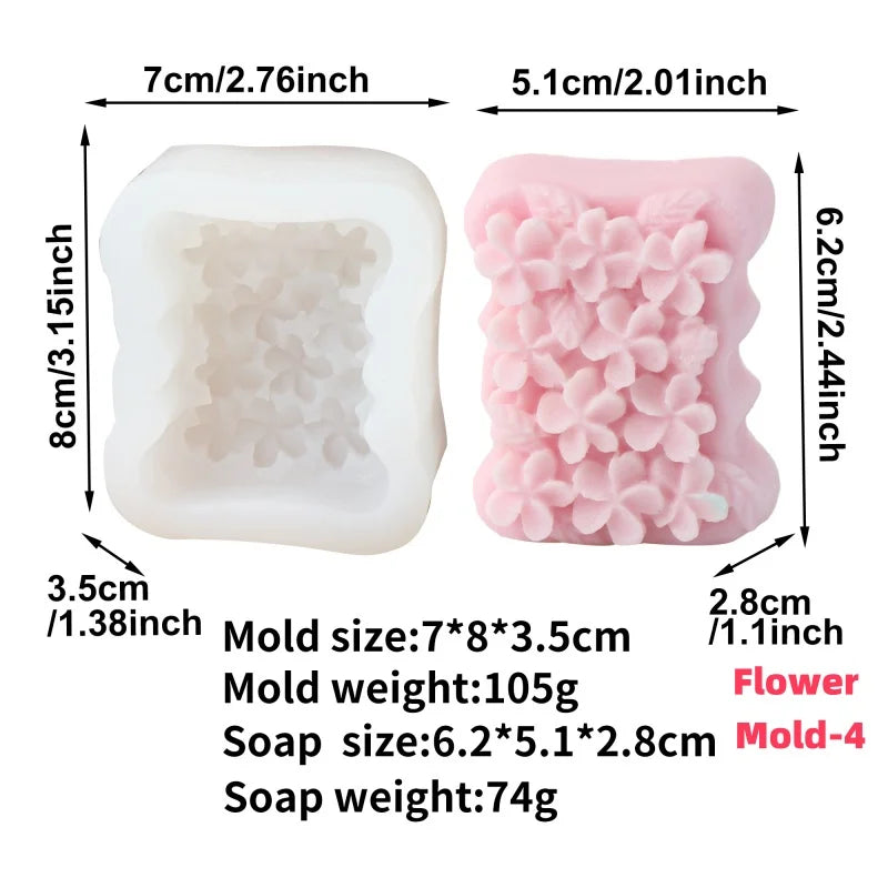 3D Flat Relief Flower Silicone Round Mold DIY Lily Peony Fragrance Soap Make Tool Embossed Lotus Dragonfly Pattern Candle Mold