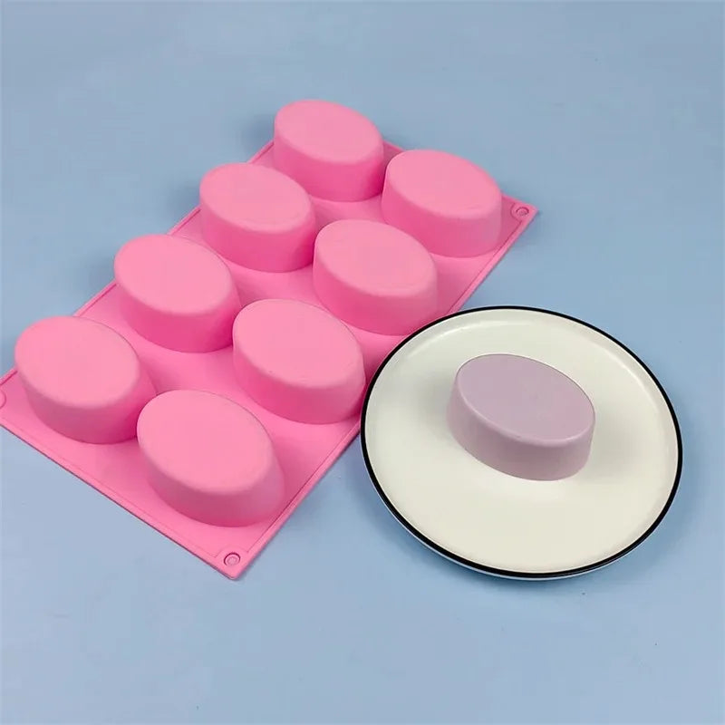 6 Cavity Silicone Soap Molds Oval Shape DIY Soap-making Supplies Handmade Chocolate Cake Mould Soap Making Tools Birthday Gifts