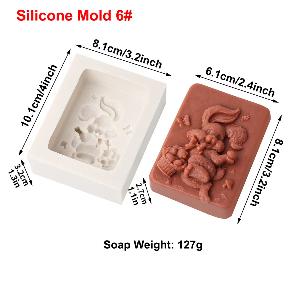 Easter Rabbit Silicone Soap Mold Bunny with Flower Round Silicone Molds Diy Cake Decorative Mousse Baking Tool Festival Gifts
