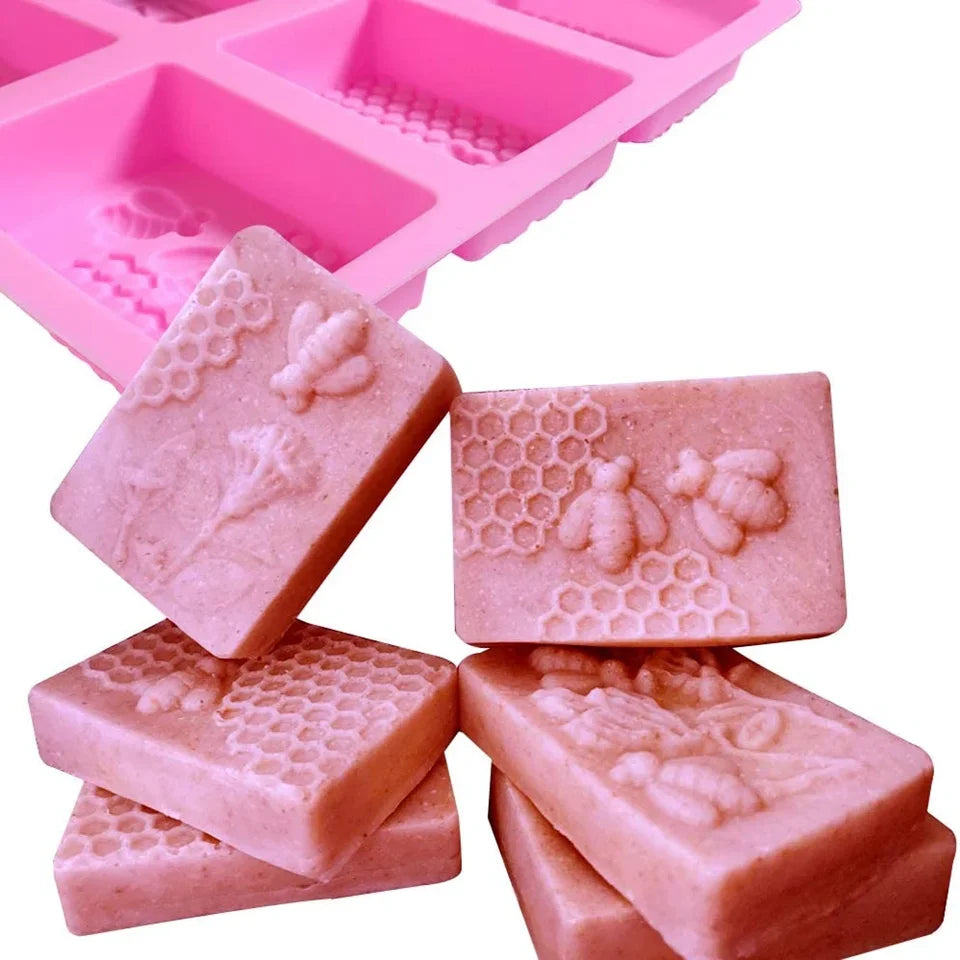 Bee Silicone Soap Molds Oval & Rectangle diy handmadde loaf mould for Soap ice Candle Muffin Loaf Brownie Cornbread making