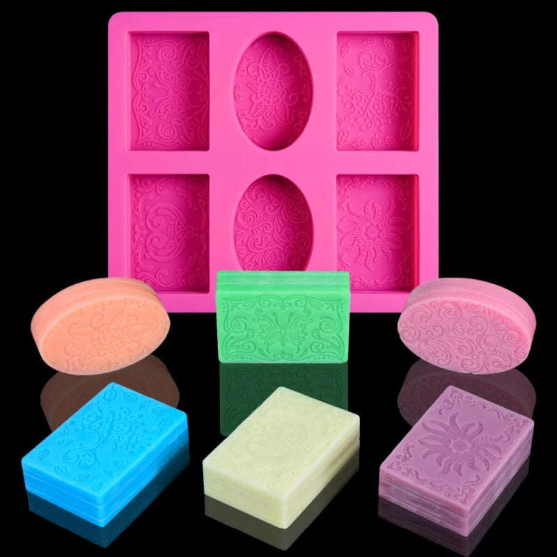 6 Holes 3D Silicone Soap Mold Soap Making Moulds Supplies Candle Form Resin Craft Home Decor