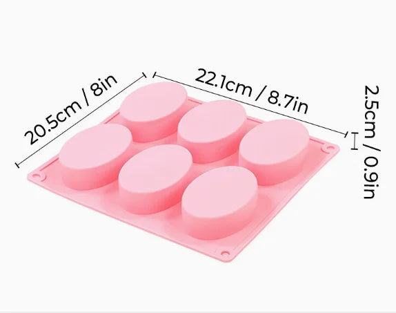 6 Cavity Silicone Soap Molds Oval Shape DIY Soap-making Supplies Handmade Chocolate Cake Mould Soap Making Tools Birthday Gifts