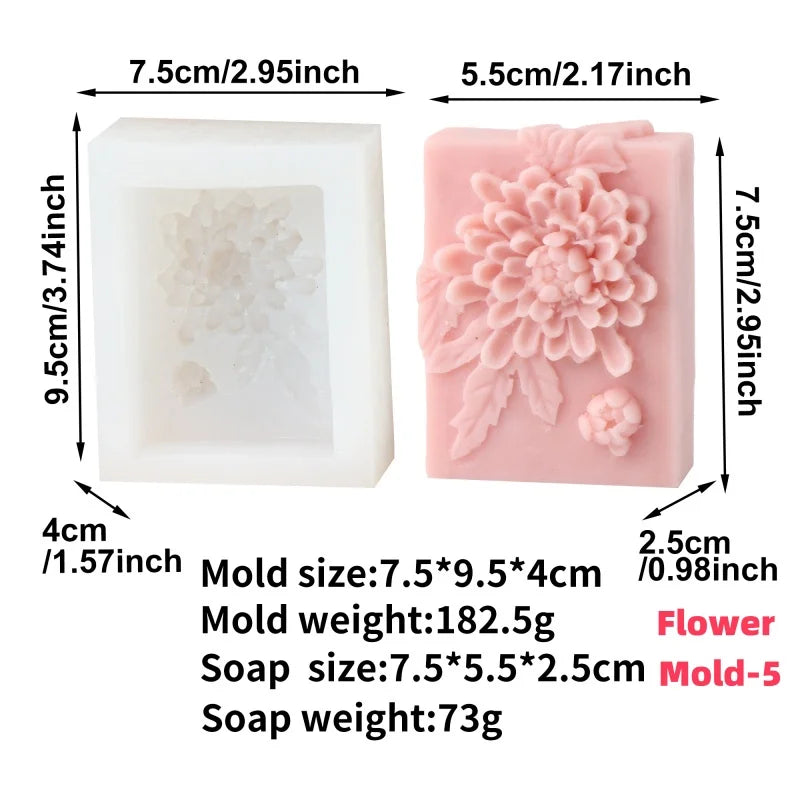 3D Flat Relief Flower Silicone Round Mold DIY Lily Peony Fragrance Soap Make Tool Embossed Lotus Dragonfly Pattern Candle Mold