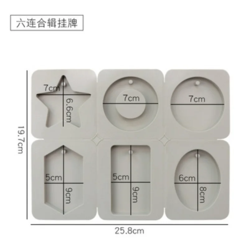 DIY Soap Mold Silicone Mold 6-cavity Wax Label Gypsum Hanging Solid Bottom Plate Silicone Mold Handmade Hexagonal Epoxy Soap