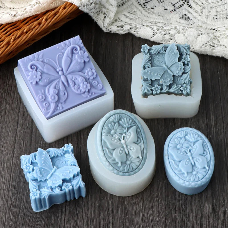 Silicone Soap Mold Flower & Butterfly Plant Pattern Cake Decoration Molds for Aroma Gypsum Chocolate & Mousse Gift Making Tool