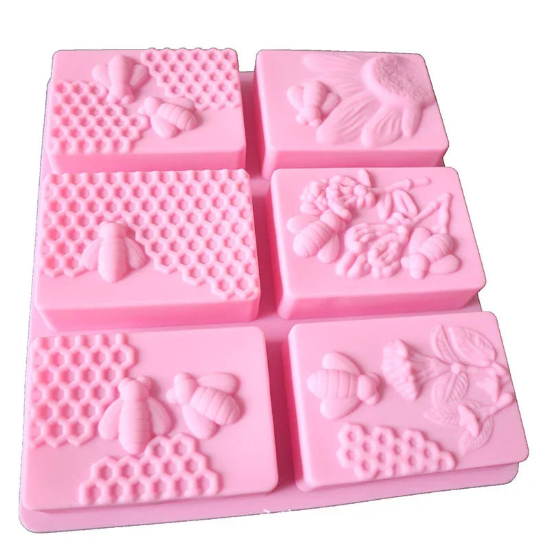 Bee Silicone Soap Molds Oval & Rectangle diy handmadde loaf mould for Soap ice Candle Muffin Loaf Brownie Cornbread making