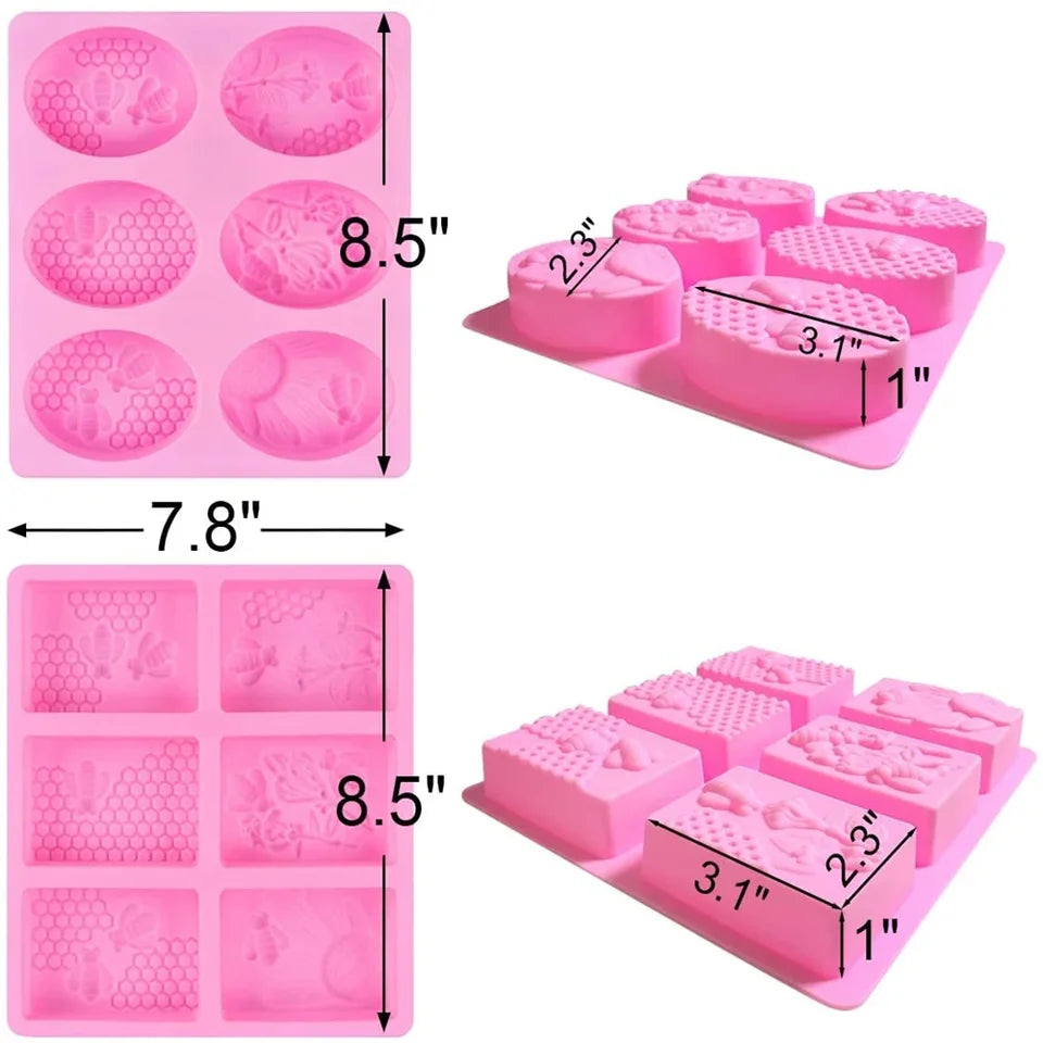 Bee Silicone Soap Molds Oval & Rectangle diy handmadde loaf mould for Soap ice Candle Muffin Loaf Brownie Cornbread making